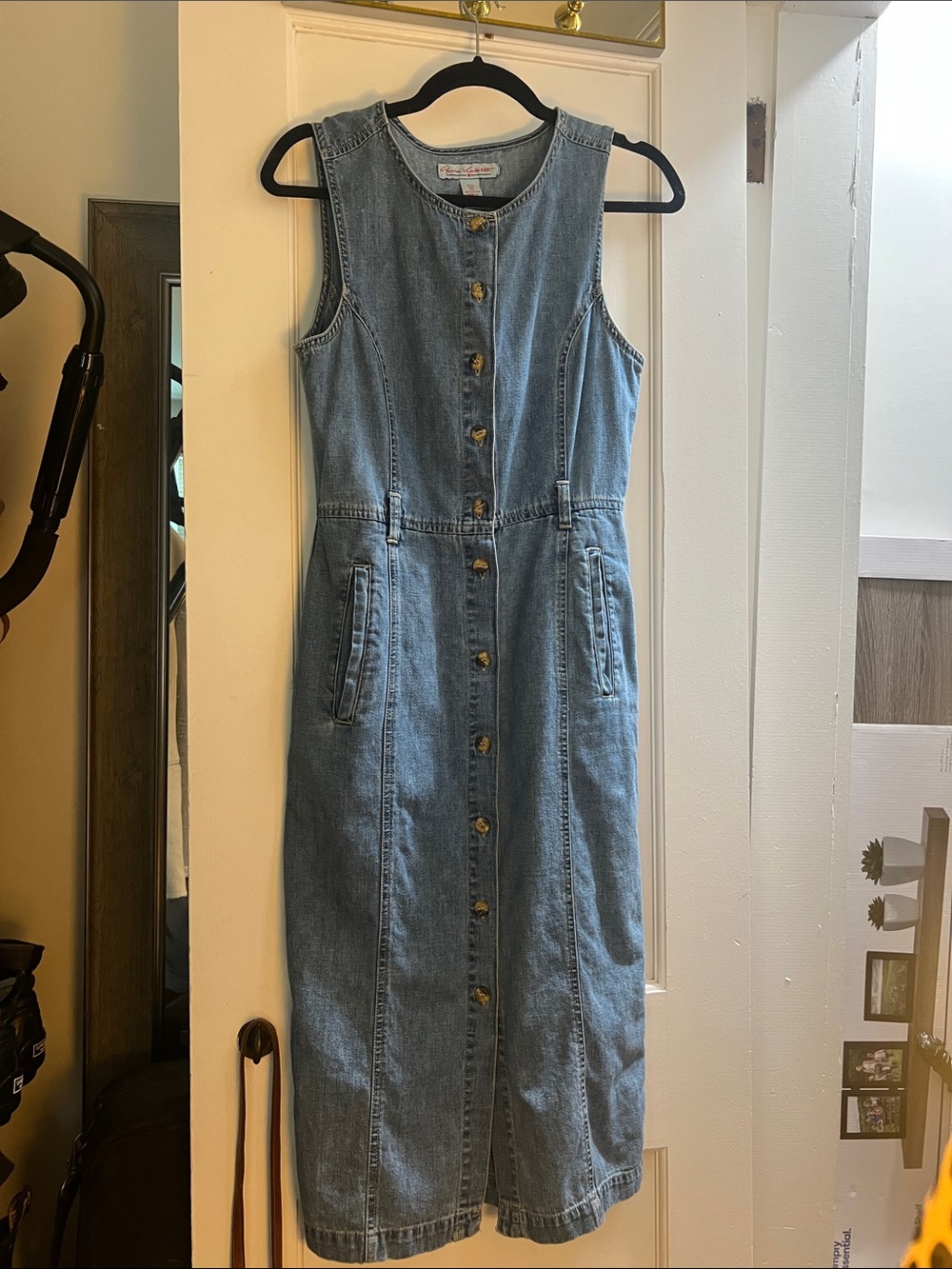 Gloria Vanderbilt Light Blue Sleeveless Button-Front Denim Maxi Dress